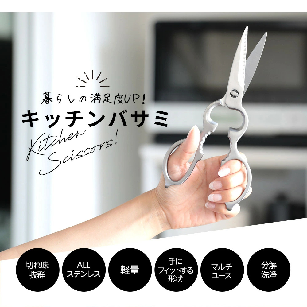 【クーポンで1,480円】キッチンはさみ キッチンバサミ ハサミ オールステンレス 化粧箱付き 軽量 食洗器対応 料理 アウトドア キャンプ ギフト 便利 キッチングッズ 台所【予約販売】